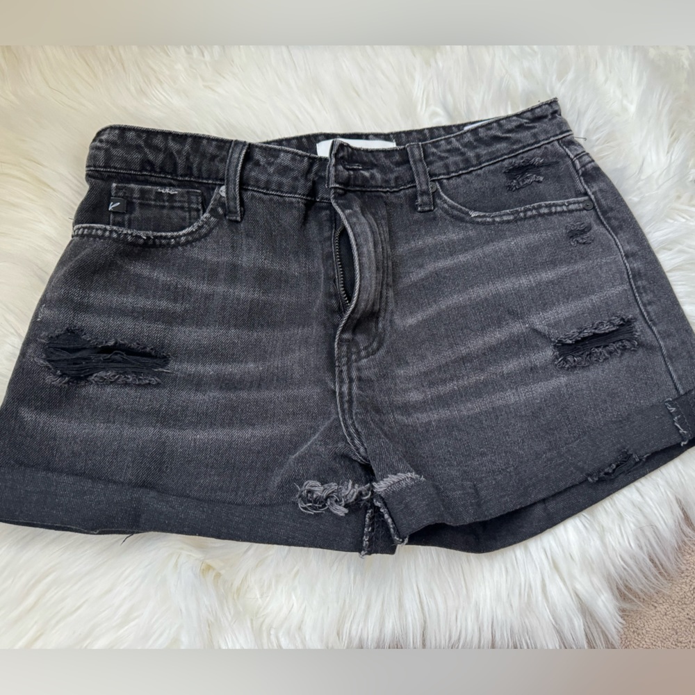 Kan Can Black Distressed Shorts